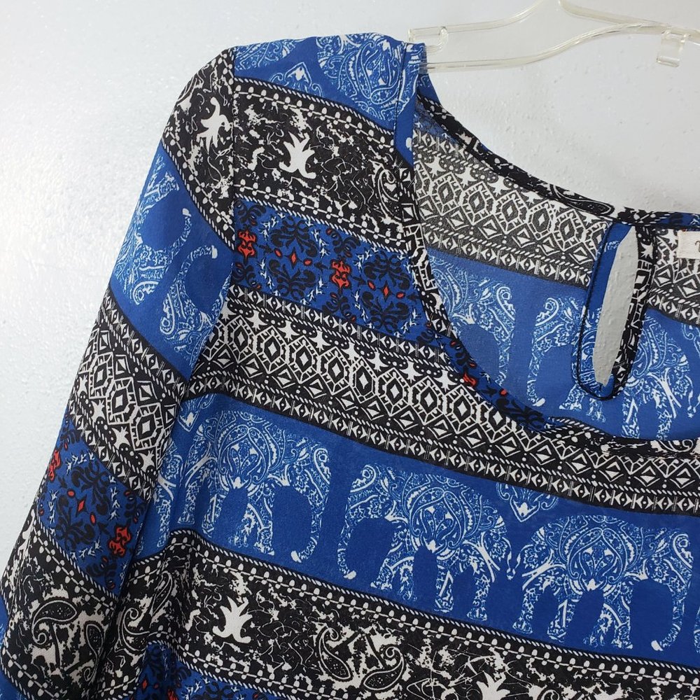 Wishful Park Women's Blue Long Sleeve Scoop Neck Large Top Tunic Shirt Blouse - Picture 3 of 12